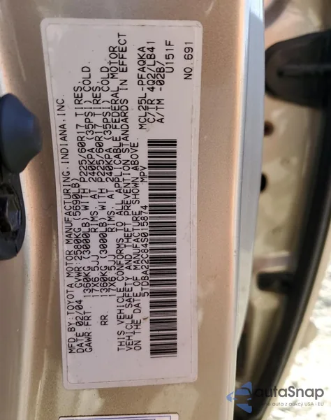 2004 Toyota Sienna Xle z USA, uszkodzony, nr VIN 5TDBA22C84S015874